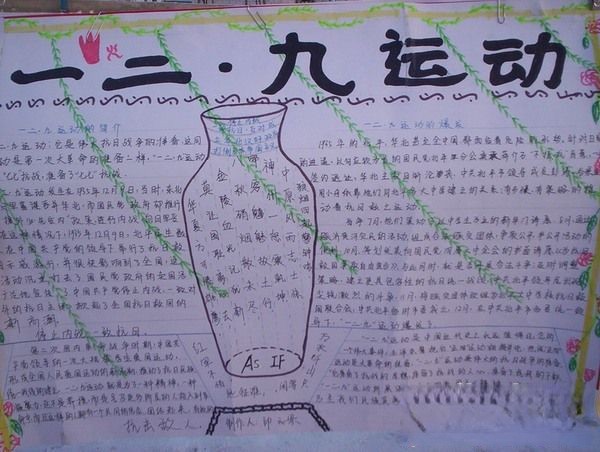 一二·九运动手抄报版面设计图