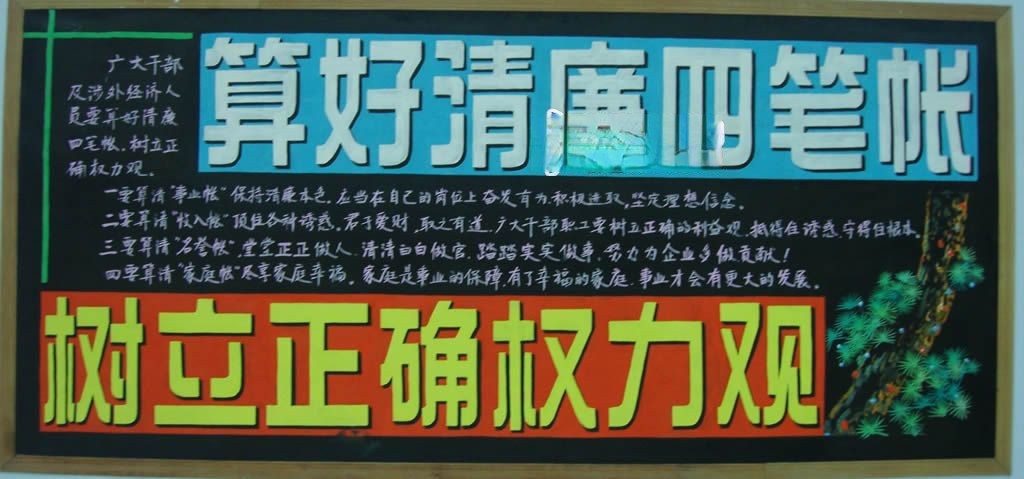 企业清廉板报：算好清廉四笔账 树立正确权力观