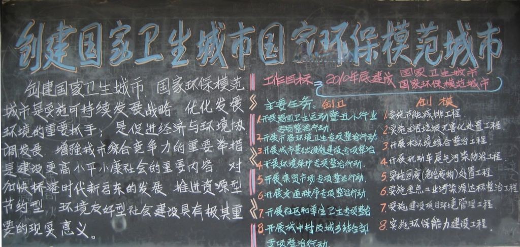 创卫在行动黑板报