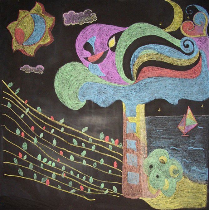 黑板报粉笔画图片大全（徐伶俐作品）