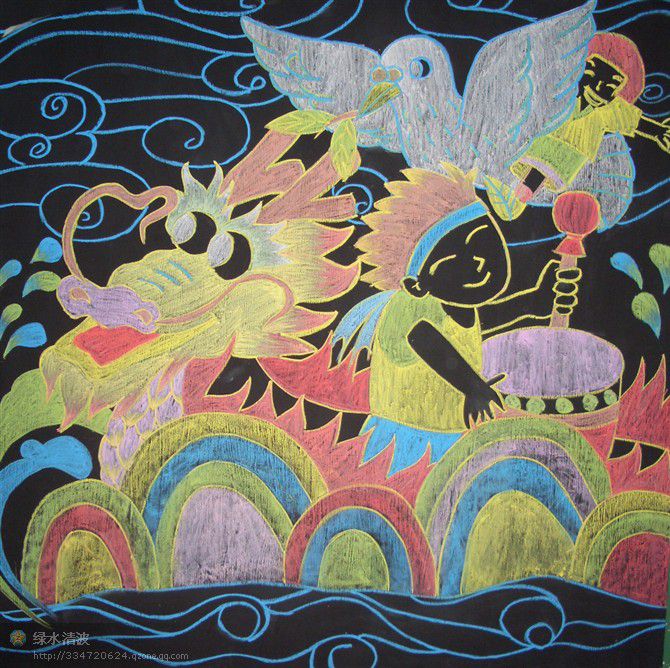 黑板报粉笔画图片大全（徐伶俐作品）