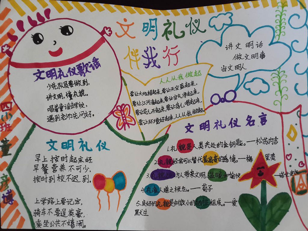 学八礼四仪  做美德少年手抄报