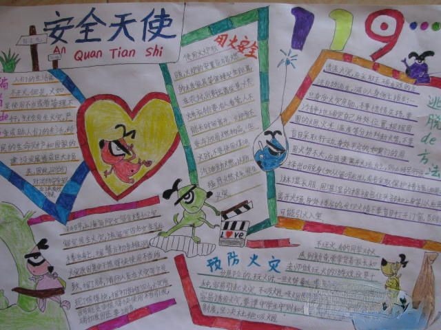 安全天使预防火灾手抄报图片