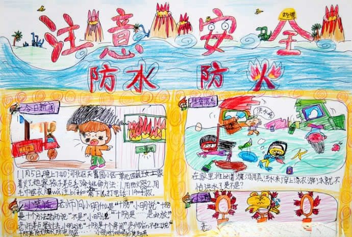 防水防火安全手抄报图片