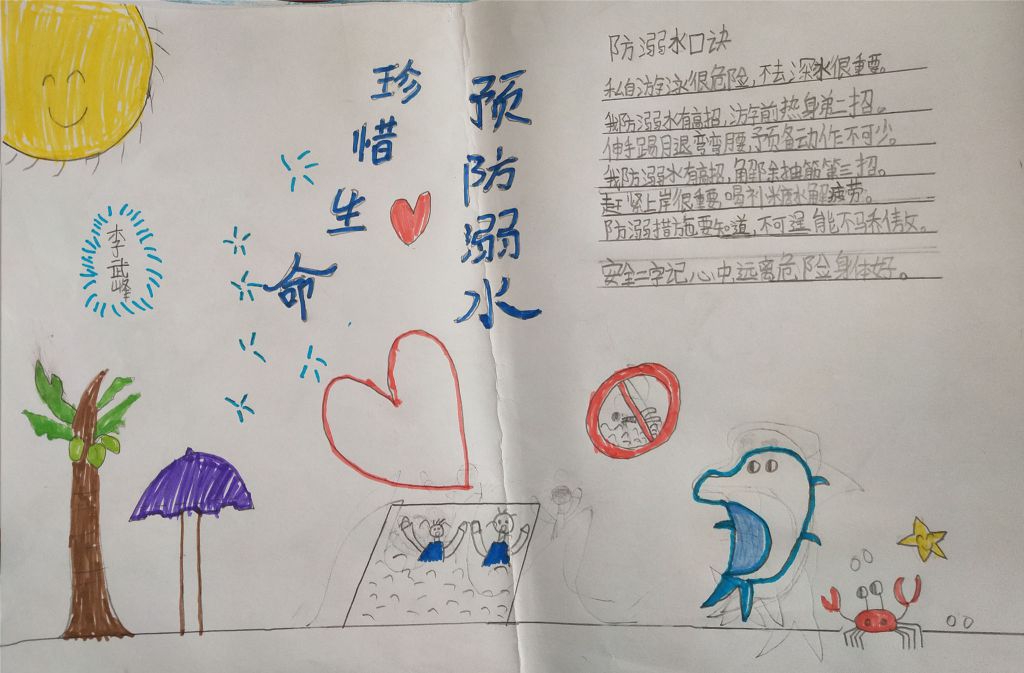 小学生游泳防溺水手抄报