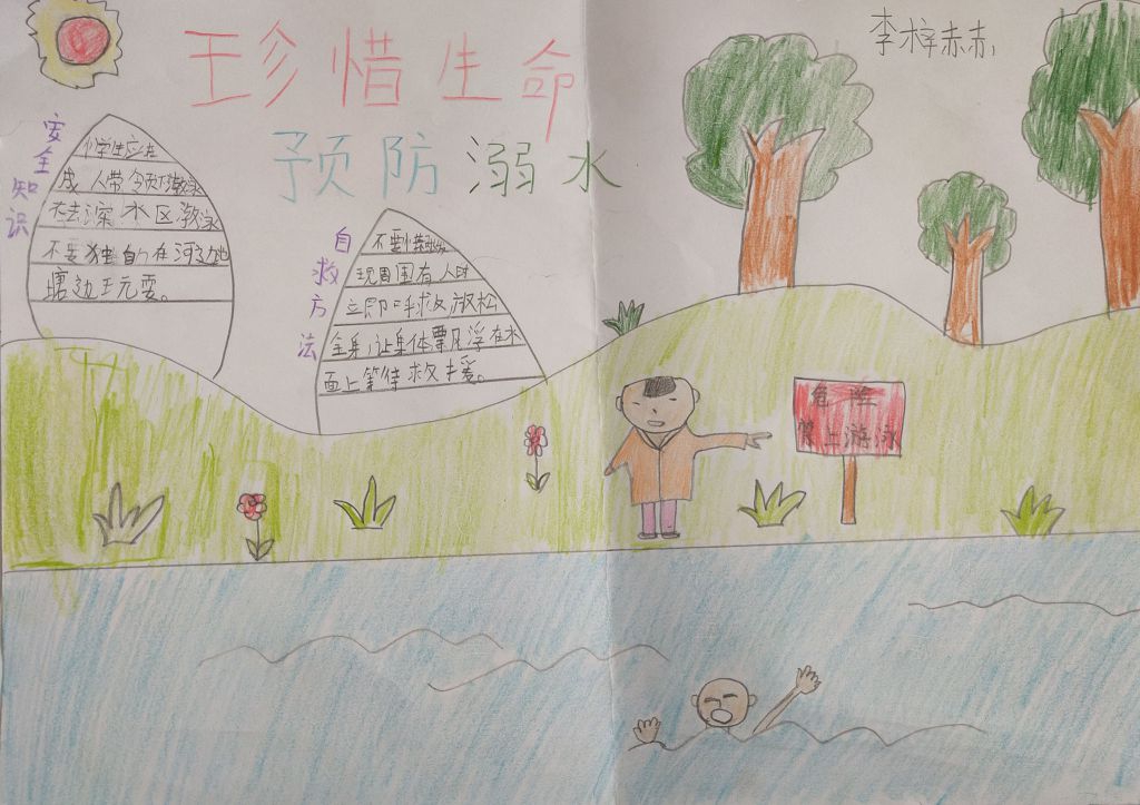 小学生游泳防溺水手抄报