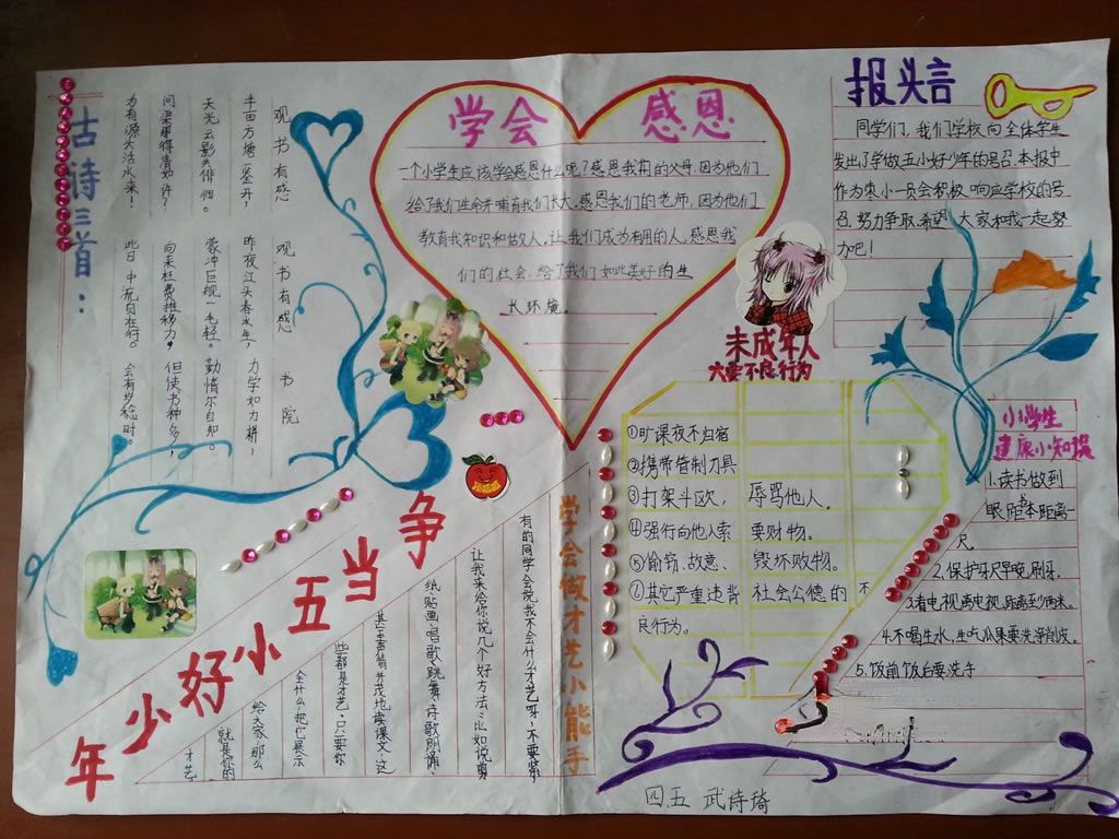 争当五小好少年手抄报