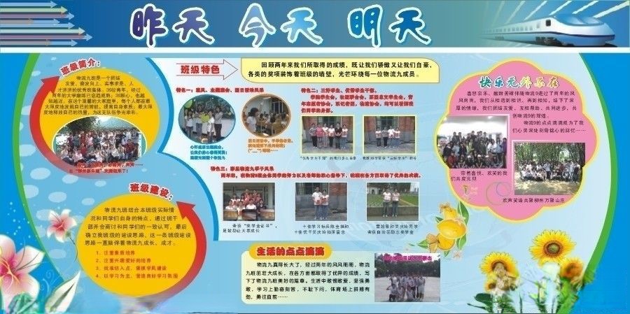 物流专业班级板报：昨天 今天 明天