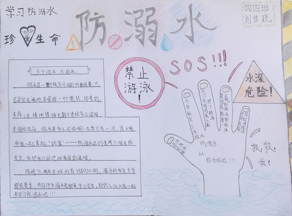 小学生保安全防溺水手抄报