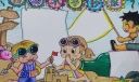 防溺水手抄报模板，超萌小朋友漫画