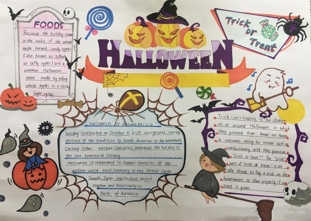 2022最新万圣节手抄报，Halloween英文手抄报