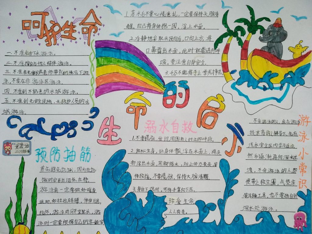 注意安全预防溺水手抄报，生命的启示