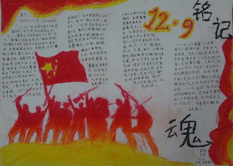 纪念12.9运动手抄报，中国人不能忘记的历史