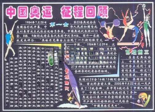 中国奥运 征程回顾黑板报 中国奥运 征程回顾黑板报