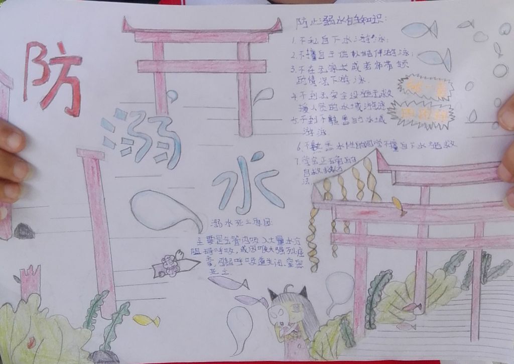 小学生保安全防溺水手抄报