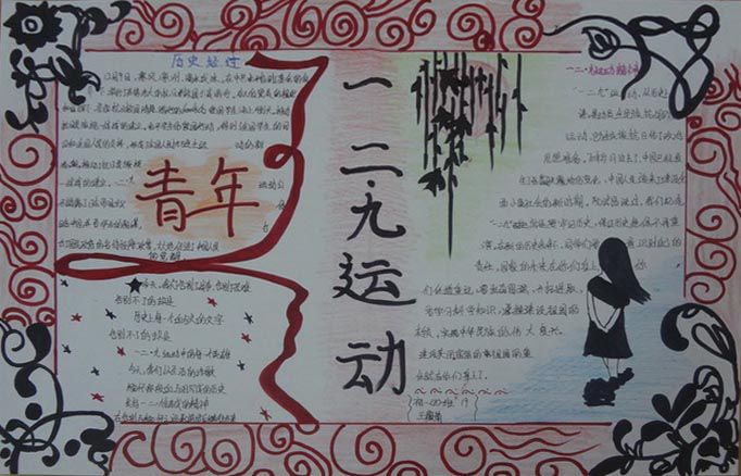 纪念12.9运动手抄报，中国人不能忘记的历史