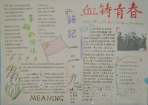铭记一二·九手抄报：血铸青春
