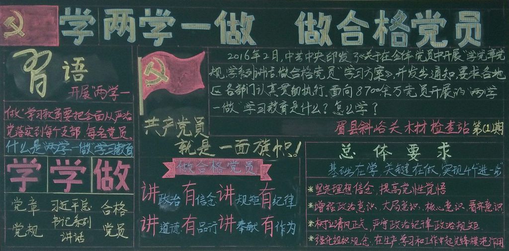 学两学一做做合格党员黑板报