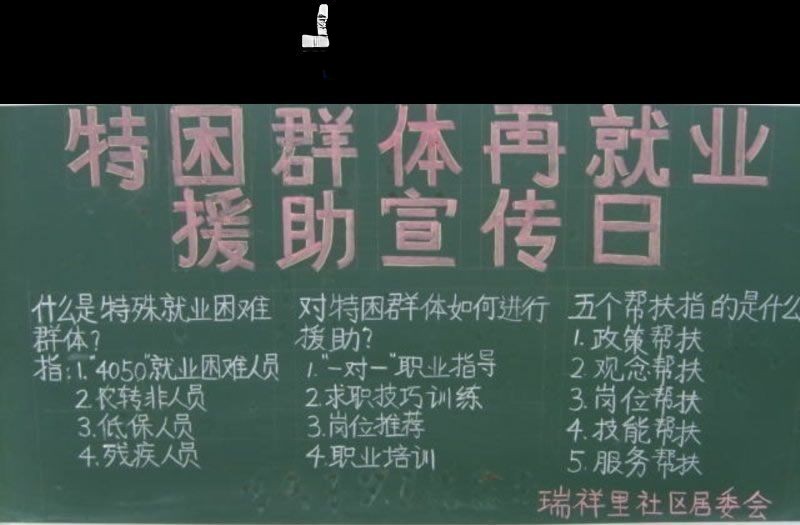 特困群体再就业援助宣传日黑板报