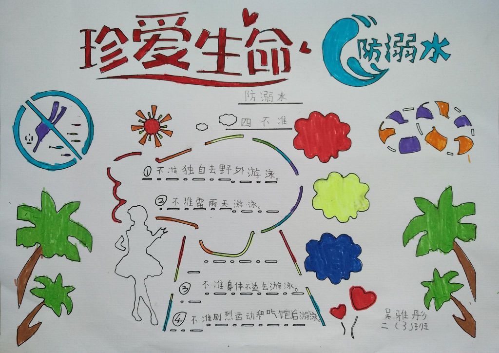 注意安全预防溺水手抄报，生命的启示