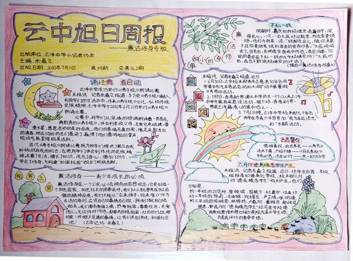 廉洁修身手抄报版面设计图