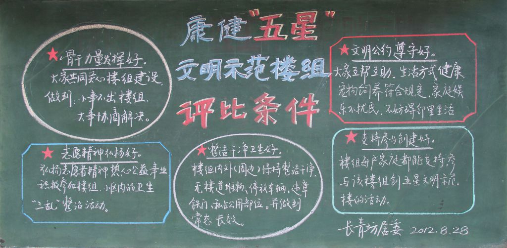 星级楼组评比黑板报