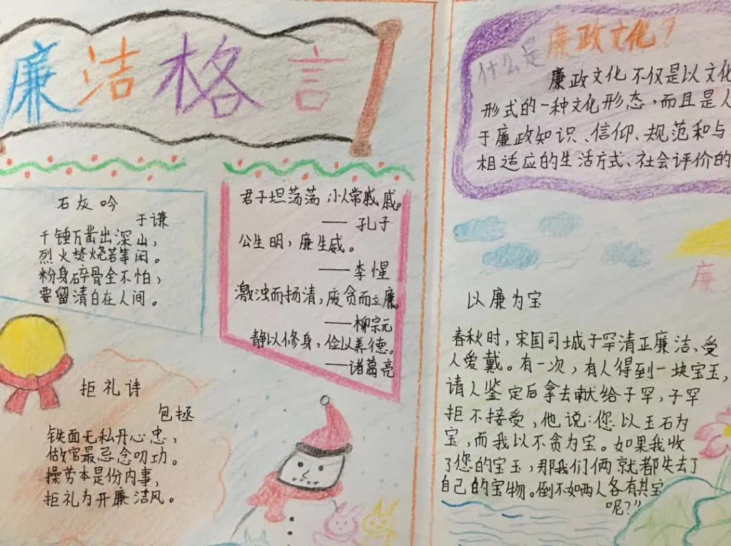 廉洁文化是美德手抄报