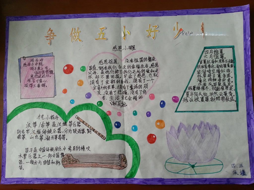 争当五小好少年手抄报