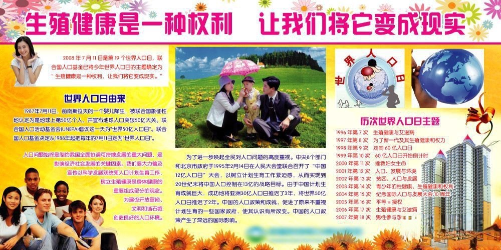 世界人口日板报-生殖健康是一种权利 让我们将它变成现实