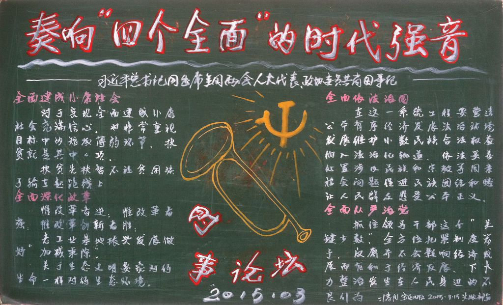 时事论坛黑板报：奏响四个全面的时代强音