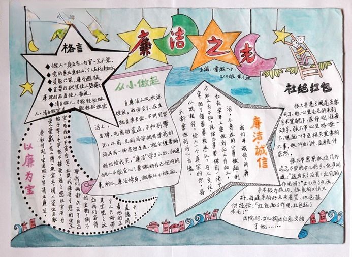 廉洁之光手抄报版面设计图