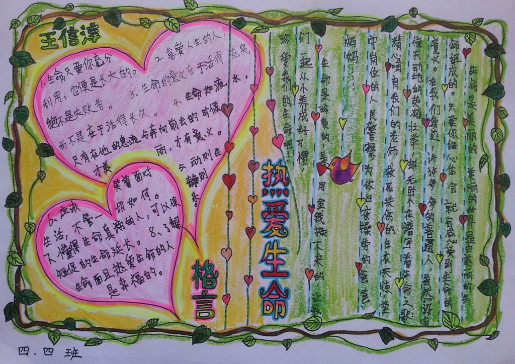 四年级热爱生命手抄报