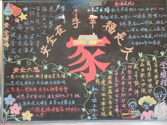 机厂女工分会黑板报：安全在手幸福长久