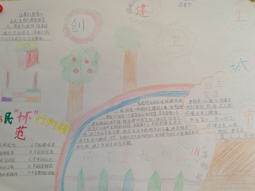 做文明市民创卫生城市手抄报