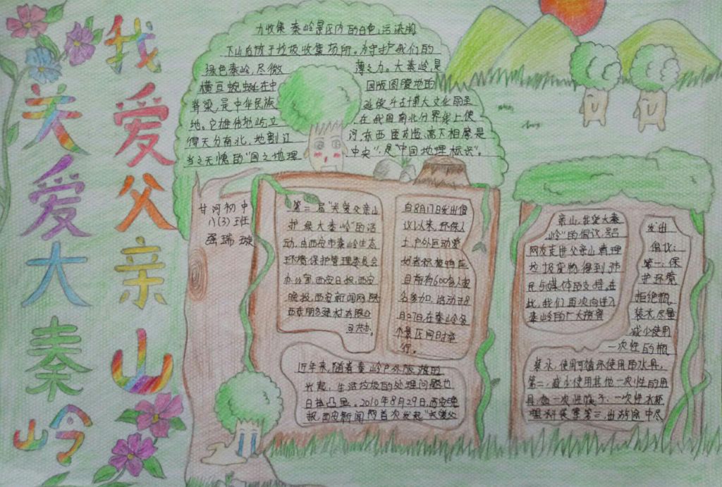 关爱大秦岭手抄报，我爱父亲山