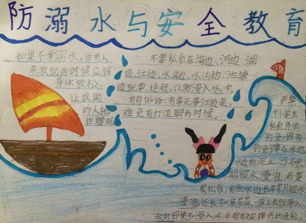 防溺水与安全教育手抄报