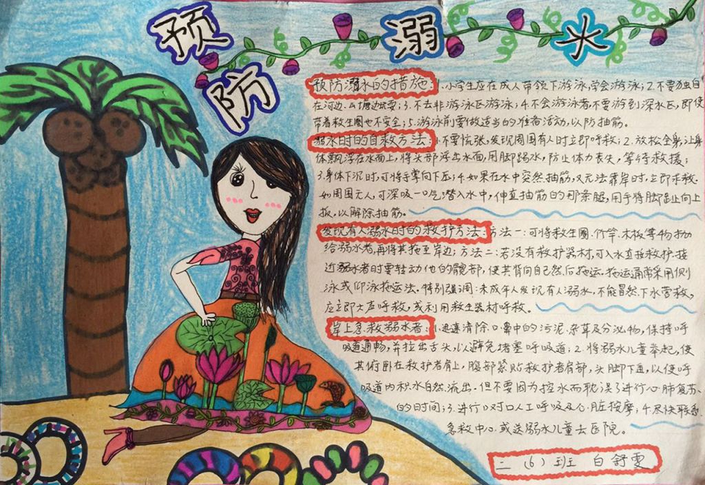 二年级预防溺水手抄报图片