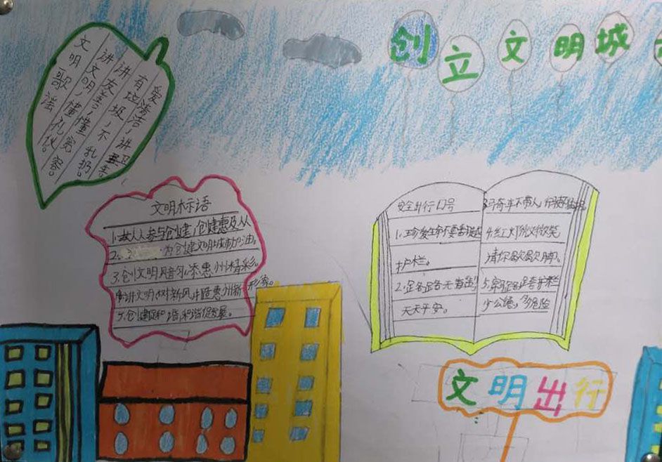 创文明城市做文明少年手抄报