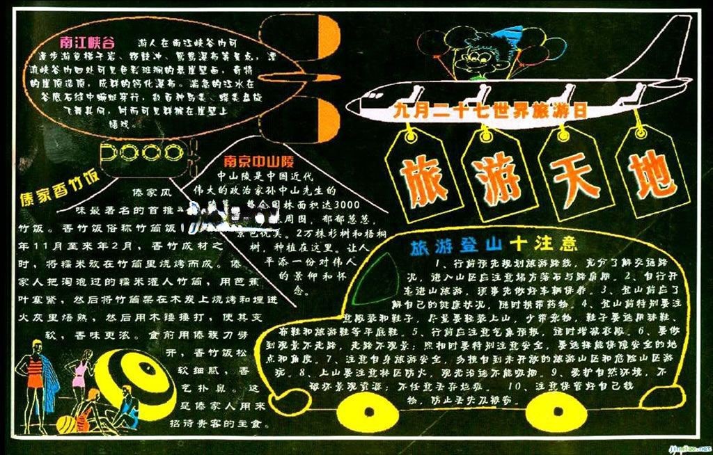 世界旅游日黑板报图片