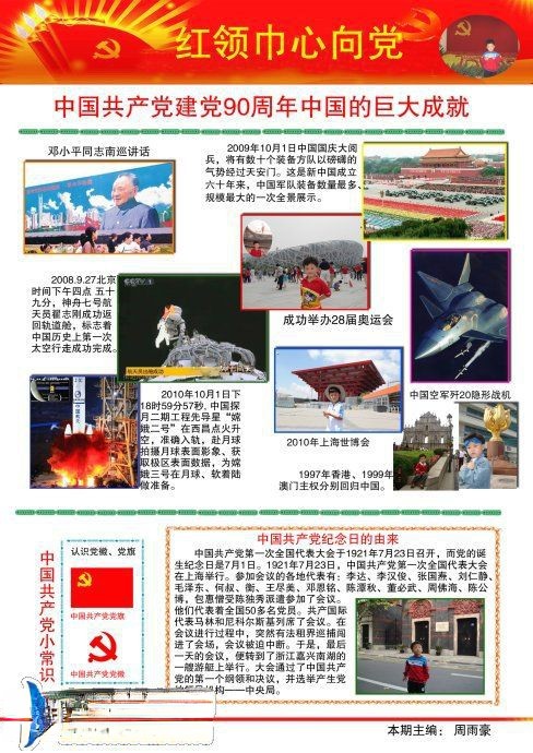 红领巾心向党电子手抄报 红领巾心向党电子手抄报