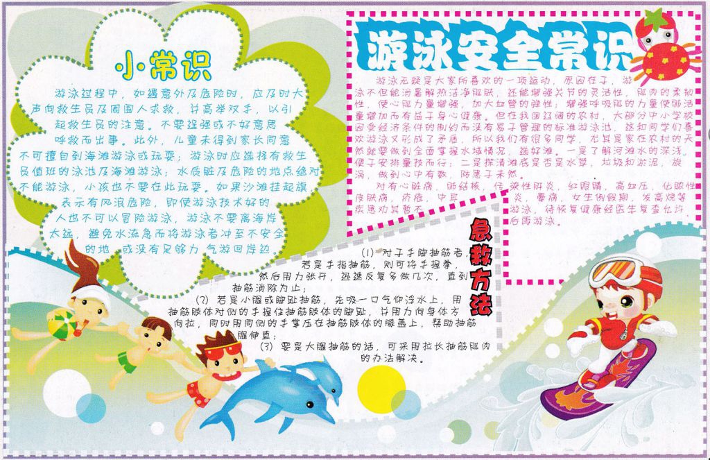 游泳安全常识手抄报