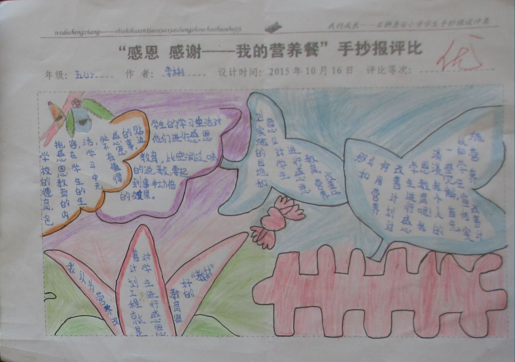 远离垃圾食品手抄报：感恩 感谢—我的营养餐