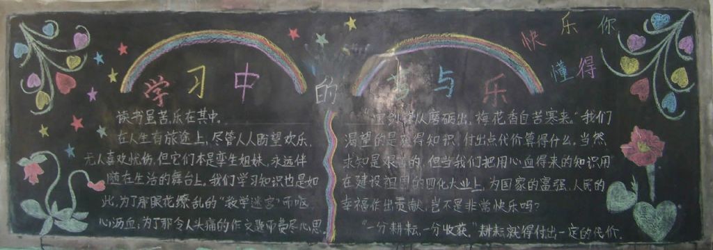 学习中的苦与乐黑板报