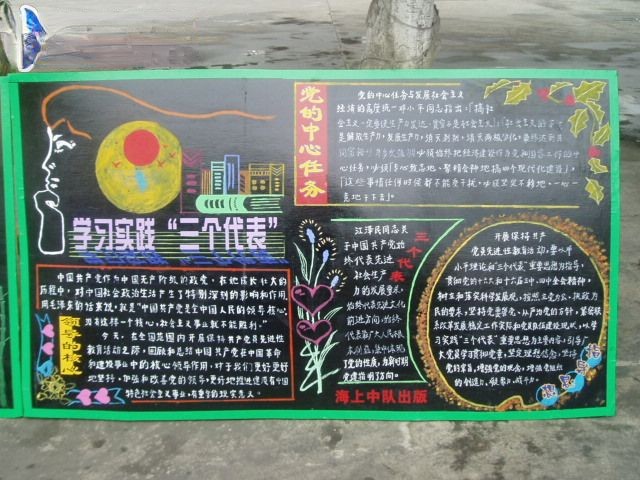 部队学习实践三个代表黑板报