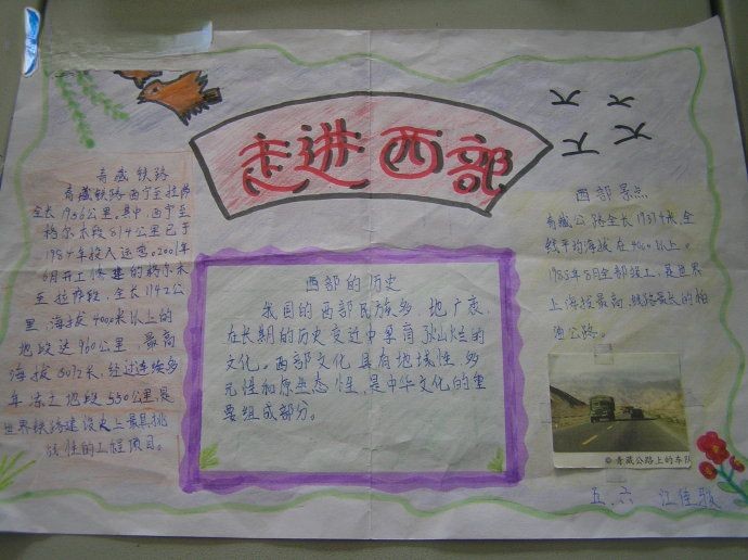 小学生走进西部手抄报作品