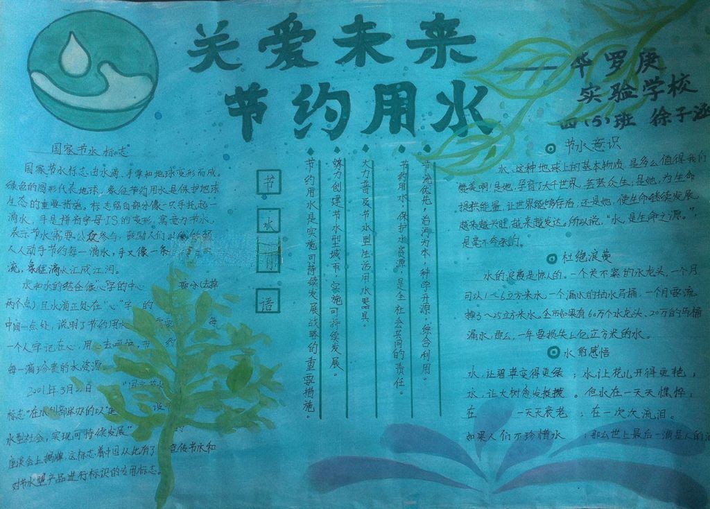 环境与节水手抄报图片
