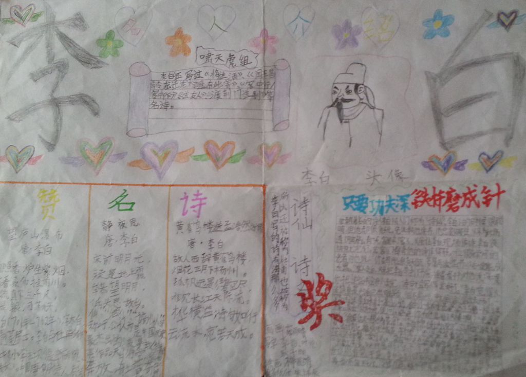 诗仙李白手抄报图片大全