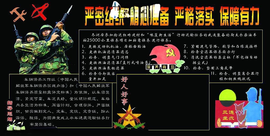 部队车辆保养板报-严密组织 精心准备 严格落实 保障有力 部队车辆保养板报-严密组织 精心准备 严格落实 保障有力