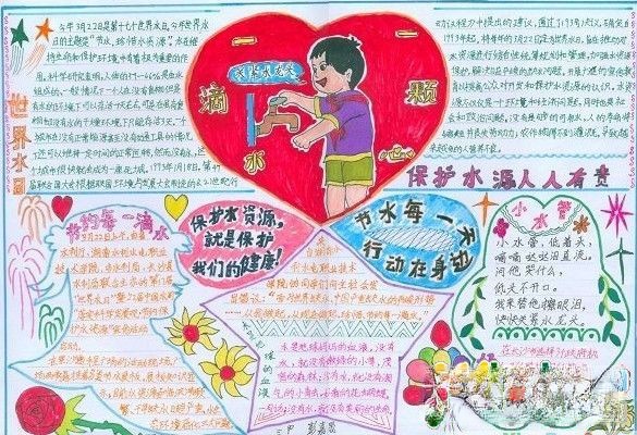 节水宣传手抄报：一滴水一颗心