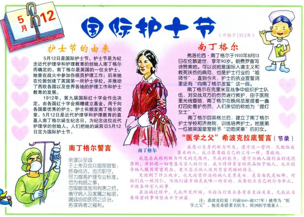 5月12日国际护士节手抄报/黑板报